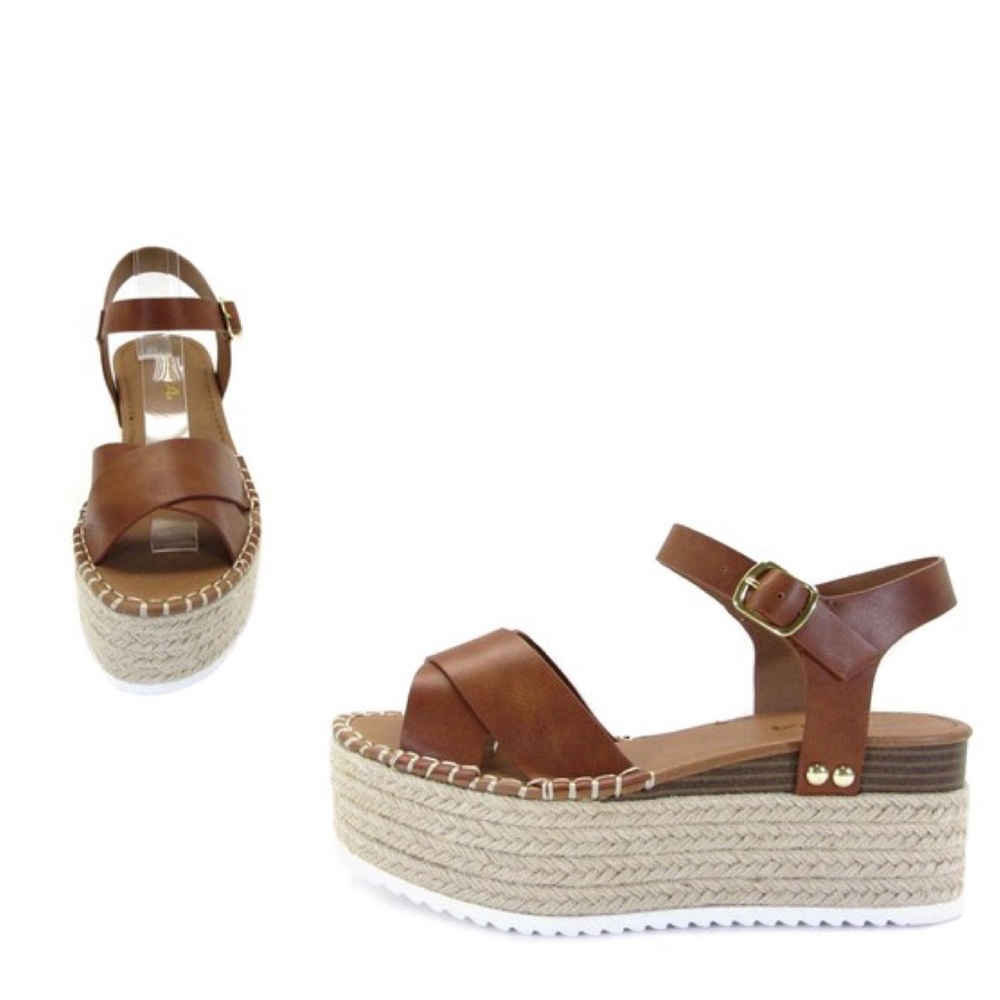 Cognac Espadrille wedge sandal - Picture 5 of 5
